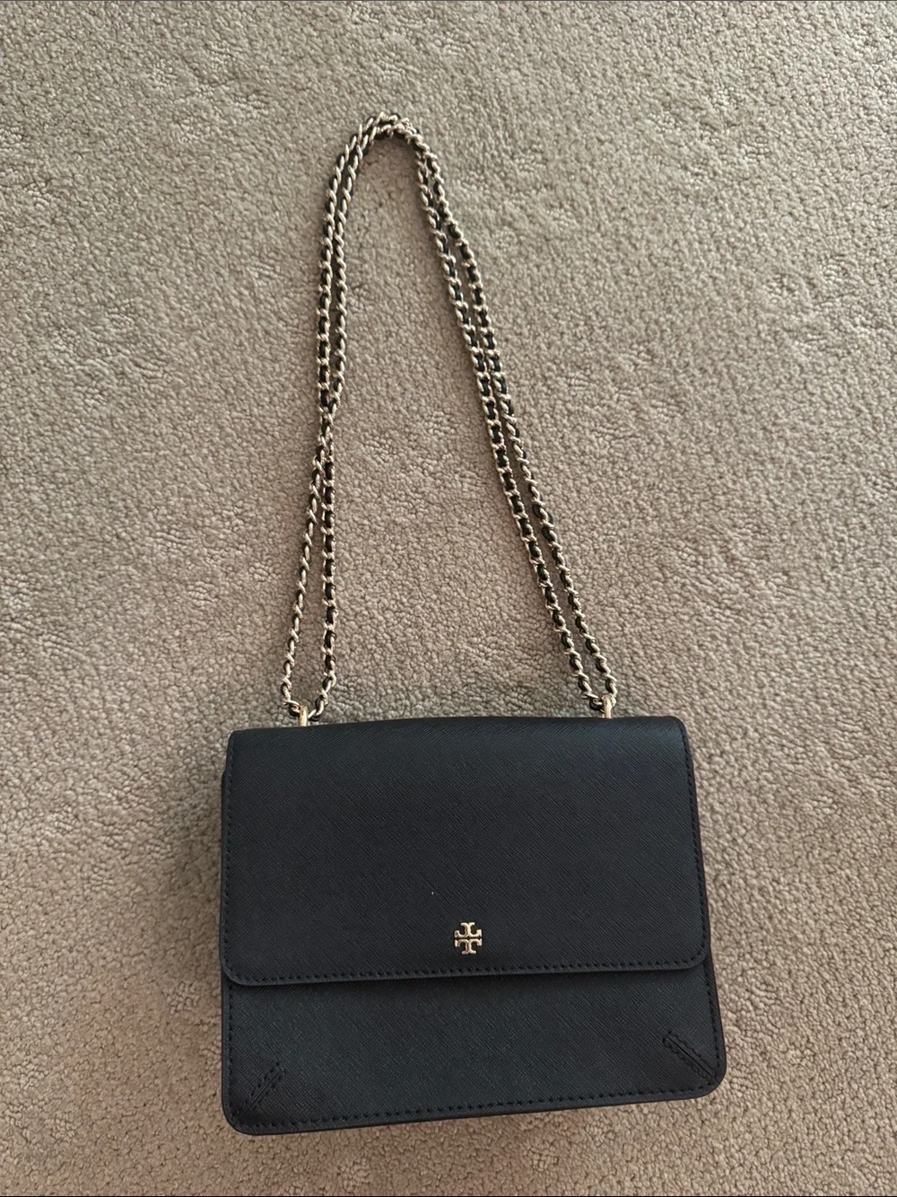 Tory Burch Black Shoulder Bag with Gold Chain Strap - Picture 1 of 1